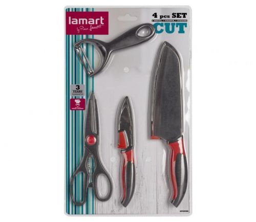 Lamart Lamart - Kuchyňská sada 4 ks - 2x nůž, škrabka a nůžky
