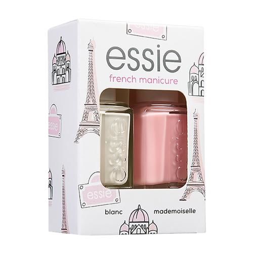 Essie French Manicure dárková kazeta pro ženy lak na nehty 13,5 ml + lak na nehty 13,5 ml Mademoiselle Blanc