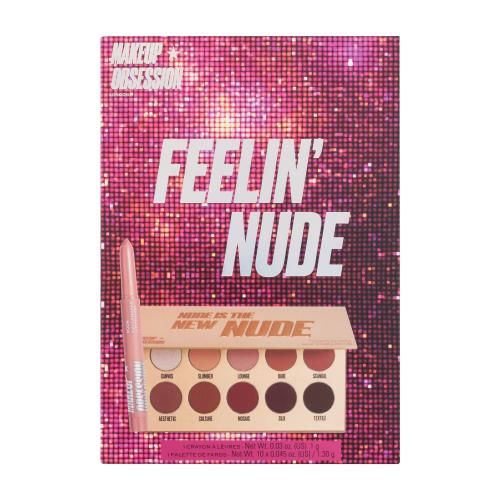 Makeup Obsession Feelin' Nude dárková kazeta pro ženy paletka očních stínů Nude Is The New Nude 13 g + tužka na rty Matchmaker Lip Crayon 1 g Moon