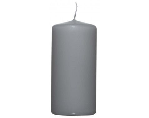 Válcová svíčka světle šedá, 12 cm