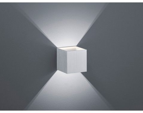 Nástěnné LED osvětlení Louis, broušený hliník, krychle