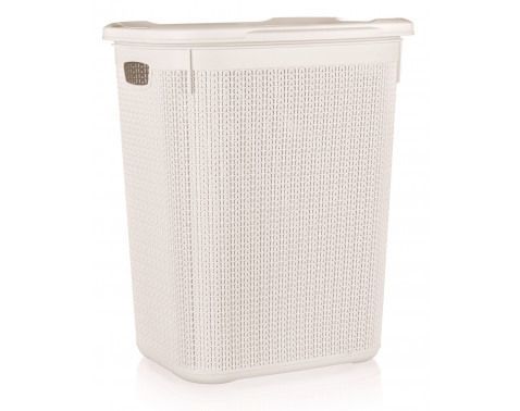 Koš na prádlo 50 l, krémový, ratanový vzhled