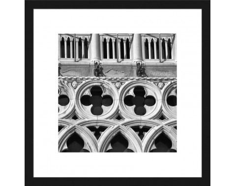 Rámovaný obraz Dóžecí palác fasáda 30x30 cm, černobílý