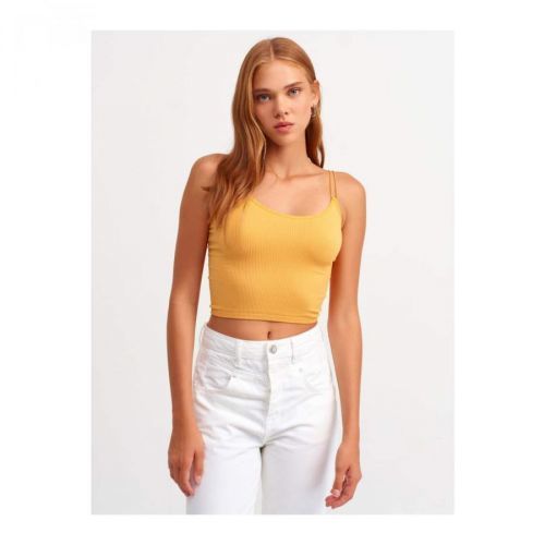 Dilvin Women's Orange Elastic Crop Top-orange