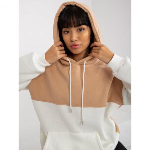 Basic beige and ecru sweatshirt with hood RUE PARIS