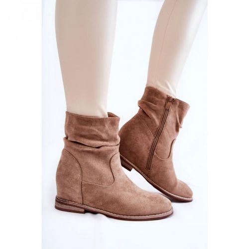 Fashionable Suede Boots On A Hidden Wedge Beige Finney