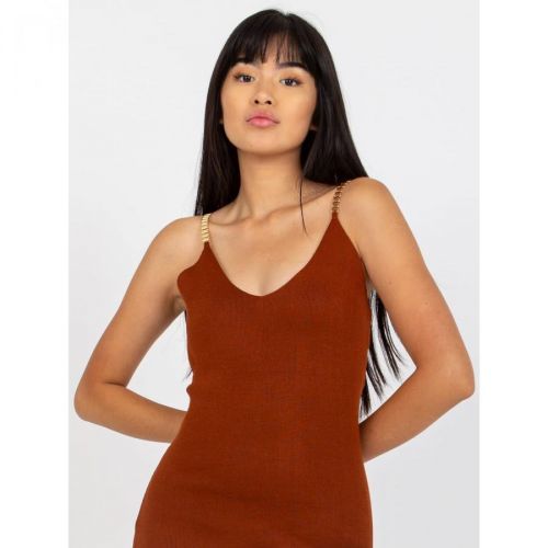 Dark brown two-piece casual set with a dress