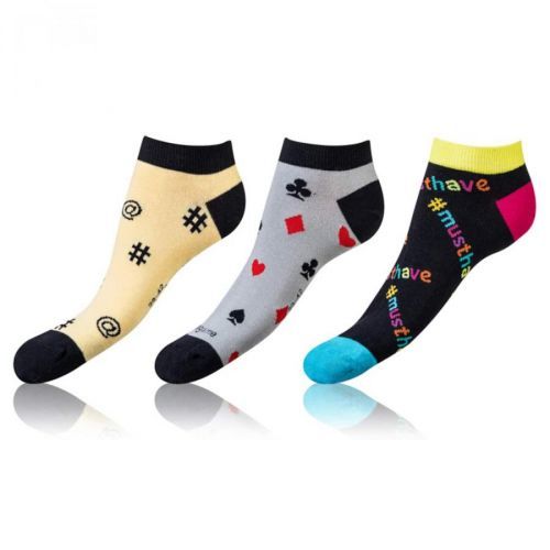 Bellinda 
CRAZY IN-SHOE SOCKS 3x - Modern colored low crazy socks unisex - yellow - black - gray