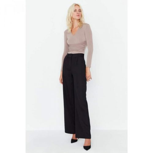 Trendyol Black High Waist Wide Leg Trousers