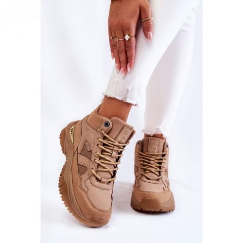 Women's High Sport Shoes Memory Foam System Big Star KK274355 Beige