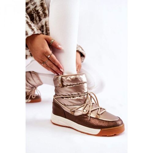 Women's snow boots Memory Foam Big Star KK274276 Gold-Brown