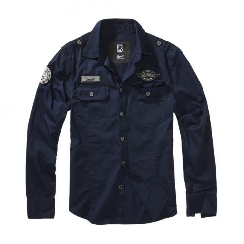 Košile s dlouhým rukávem Brandit Luis Vintageshirt - navy, XL