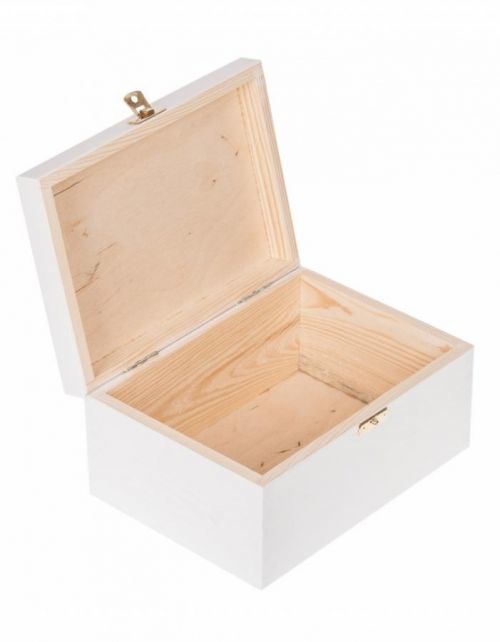 FK Dřevěná krabička se sponou - 22x16x11 cm, Bílá