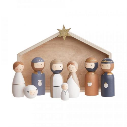 X-MAS Dřevěný betlém 9 dílů