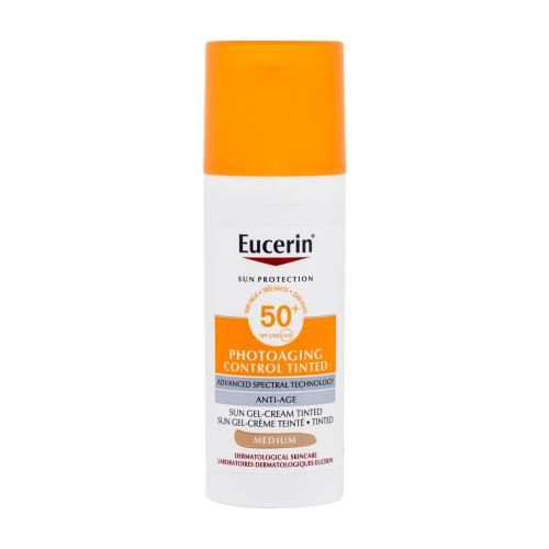 Eucerin Sun Protection Photoaging Control Tinted Gel-Cream SPF50+ 50 ml opalovací a tónující gelový krém proti vráskám pro ženy Medium