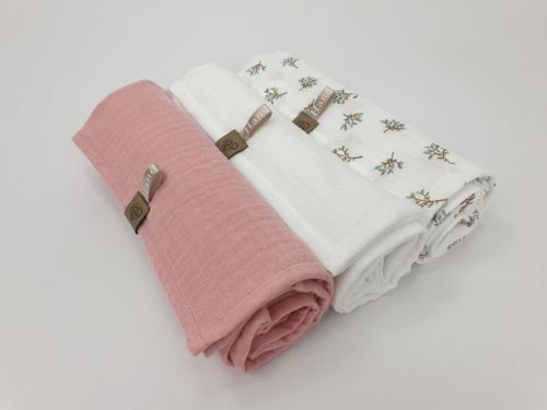 Mušelinové plenky 3 ks - růžové set diaper pink