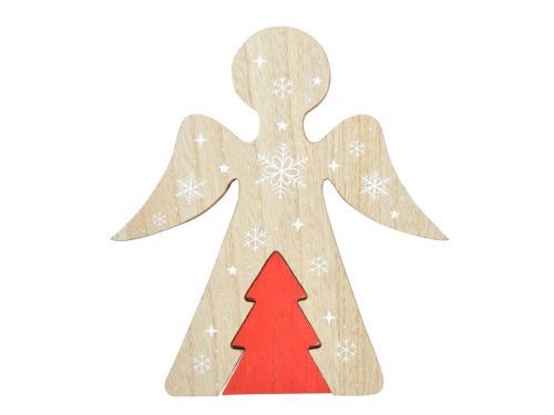 MFP 8886246 Dekorace Anděl dřevo MDF hnědý 19x17x1,8cm JK-1824B
