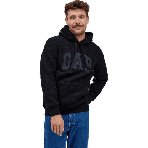 GAP V-GAP SHERPA PO HOOD Pánská mikina, černá, velikost XL