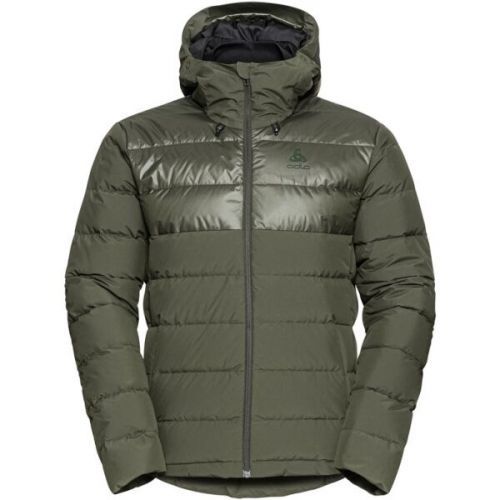 Odlo M SEVERINN-THERMIC HOODED INSULATED JACKET Pánská recyklovaná péřová bunda, tmavě šedá, velikost XL