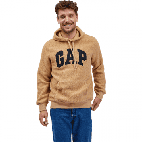 GAP V-GAP SHERPA PO HOOD Pánská mikina, hnědá, velikost S