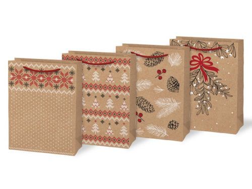 MFP 5251441 Taška vánoční M LUX kraft mix V6 (190x250x90)