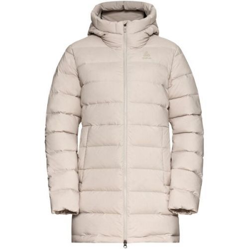 Odlo W ASCENTN-THERMIC HOODED JACKET INSULATED Dámský recyklovaný péřový kabát, béžová, velikost L