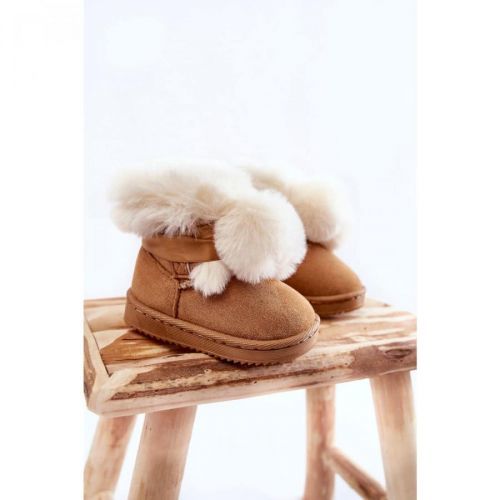 Children's Youth Warm Snow Boots Brown and White Roofy