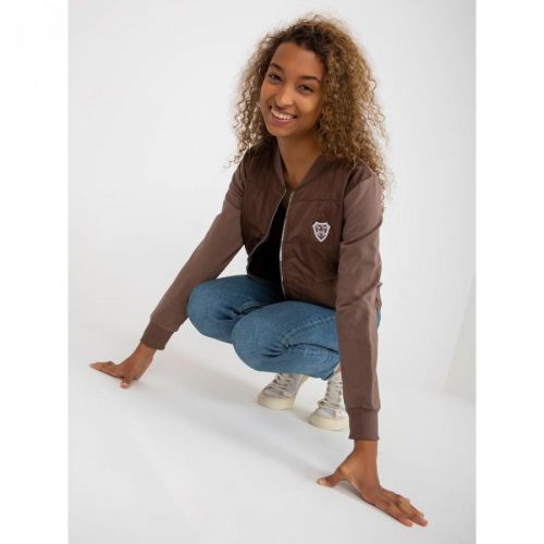 Brown RUE PARIS quilted bomber sweatshirt