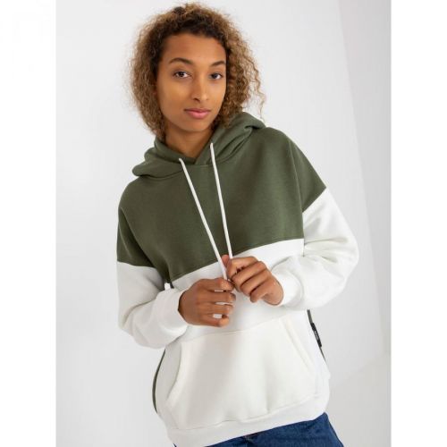 RUE PARIS khaki-ecru basic sweatshirt