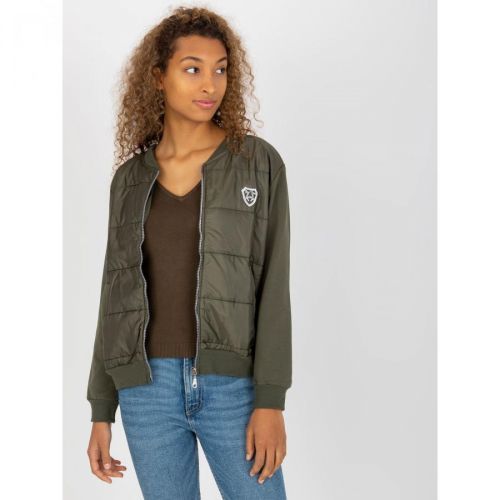 RUE PARIS khaki bomber sweatshirt with quilting