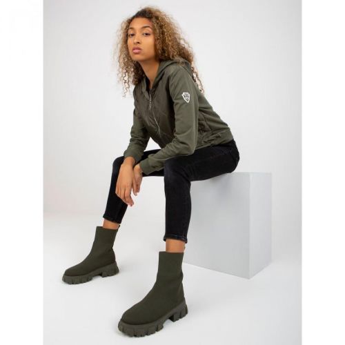 RUE PARIS khaki quilted bomber hoodie