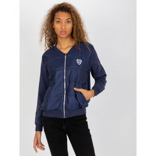 RUE PARIS navy blue quilted bomber sweatshirt with pockets