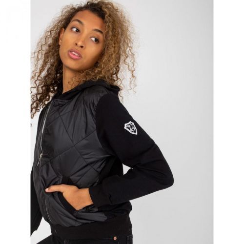 Black women's bomber sweatshirt with quilting RUE PARIS