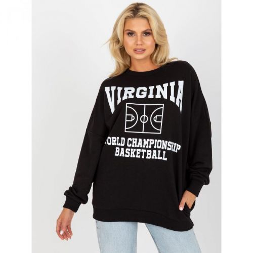 Black loose fit sweatshirt with a print and a round neckline