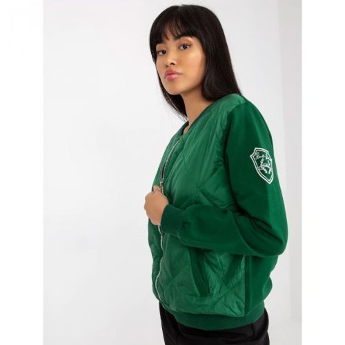 RUE PARIS dark green women's bomber jacket with quilting