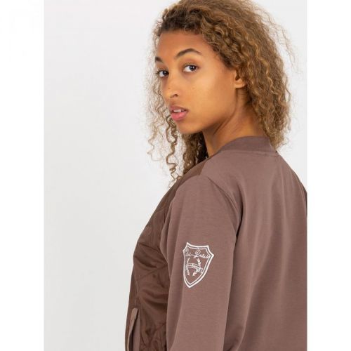 RUE PARIS brown women's bomber sweatshirt with quilting