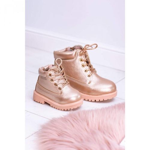 Kids Trappers Boots Gold Pink Dexter