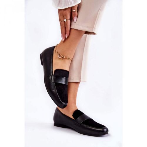 Damskie Skórzane Mokasyny La.Fi 210018B-PUF Czarne