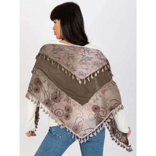 Brown and beige scarf with a decorative finish