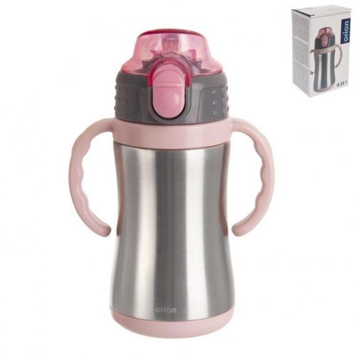 Termoska nerez/plast 0,33L s brčkem růžová  ORION