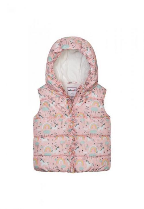 Vesta dívčí nylonová Puffa podšitá microfleecem, Minoti, 12GILET 15, růžová - 104/110 | 4/5let