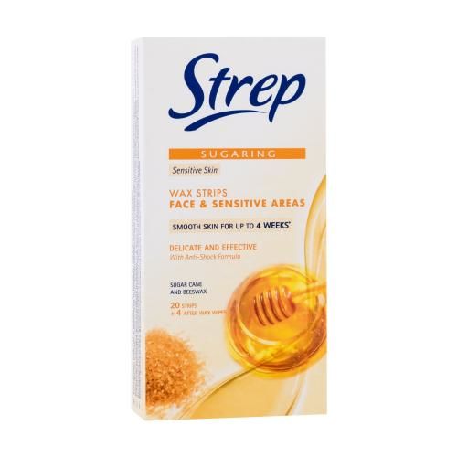 Strep Sugaring Wax Strips Face & Sensitive Areas Sensitive Skin 20 ks depilační pásky na obličej a citlivé oblasti pro ženy