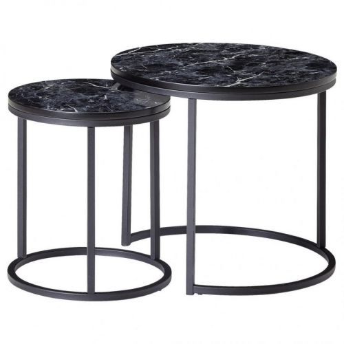 MID.YOU SADA ODKLÁDACÍCH STOLKŮ, černá, kompozitní dřevo, 50/50/45 cm