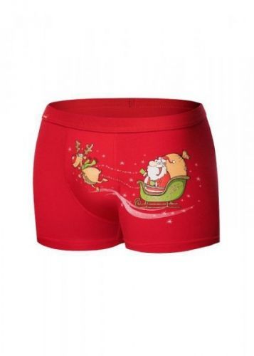 Cornette 007/67 Santa's Sleigh Merry Christmas Pánské boxerky L červená