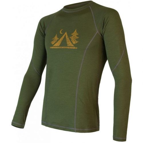 Triko Sensor Merino DF Camp - pánské, dlouhý, zelená safari - velikost 2XL