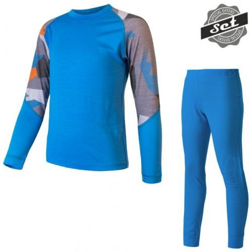 Set Sensor Merino Impress - dětské, triko a spodky, modrá-camo - velikost 110
