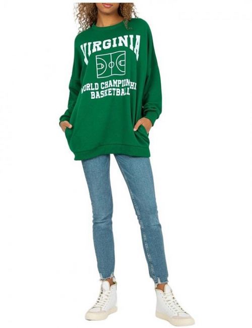 Tmavě zelená mikina s potiskem