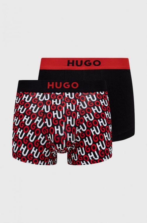 Boxerky HUGO 2-pack pánské, černá barva