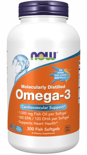 Now® Foods NOW Omega-3, molekulárně destilované, 200 rybích kapslí