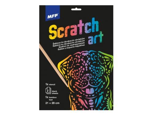 MFP 1032221 Škrabací obrázek šablona A4 Pes 21x29cm + 2 listy